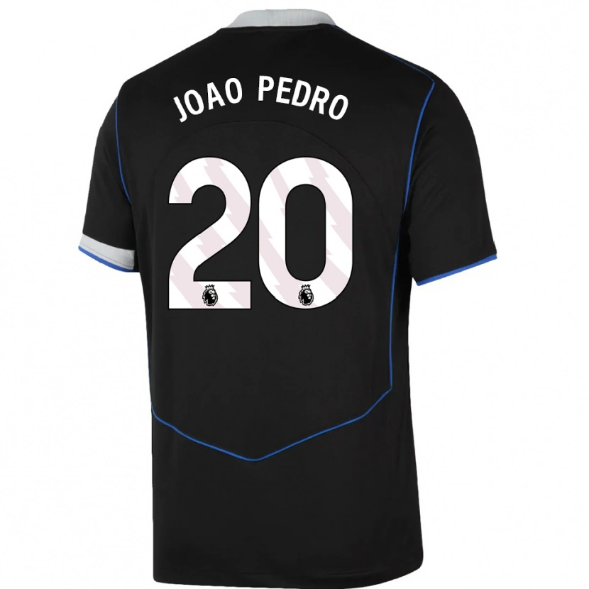 Danxen Hombre Camiseta João Pedro #20 Negro Azul Plata Equipación Tercera 2025/26 La Camisa México
