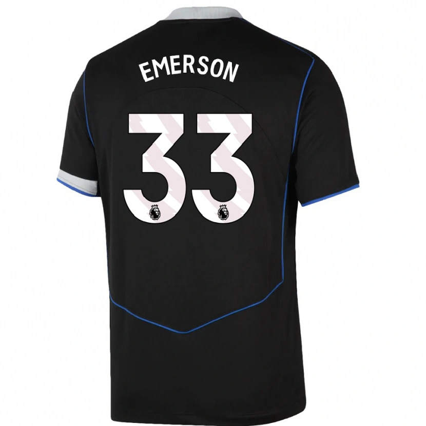 Danxen Hombre Camiseta Emerson #33 Negro Azul Plata Equipación Tercera 2025/26 La Camisa México
