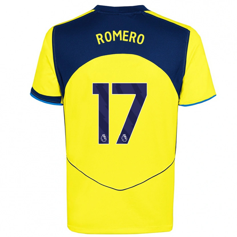 Danxen Hombre Camiseta Cristian Romero #17 Amarillo Marino Equipación Tercera 2025/26 La Camisa México