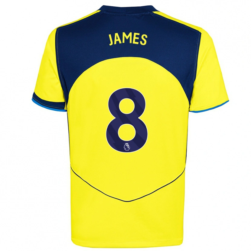 Danxen Hombre Camiseta Angharad James #8 Amarillo Marino Equipación Tercera 2025/26 La Camisa México