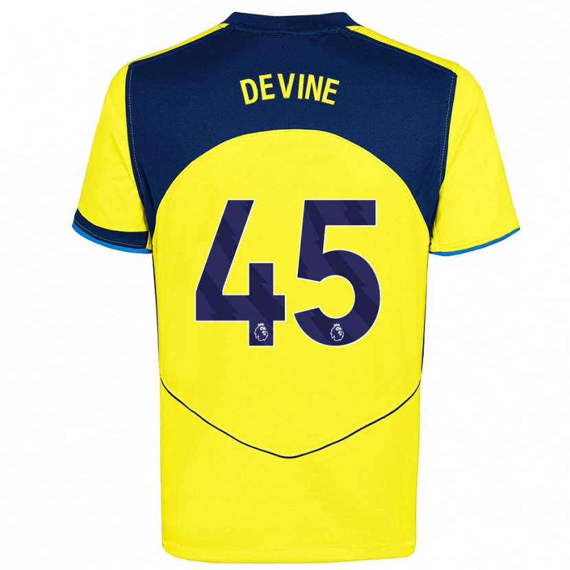 Danxen Hombre Camiseta Alfie Devine #45 Amarillo Marino Equipación Tercera 2025/26 La Camisa México