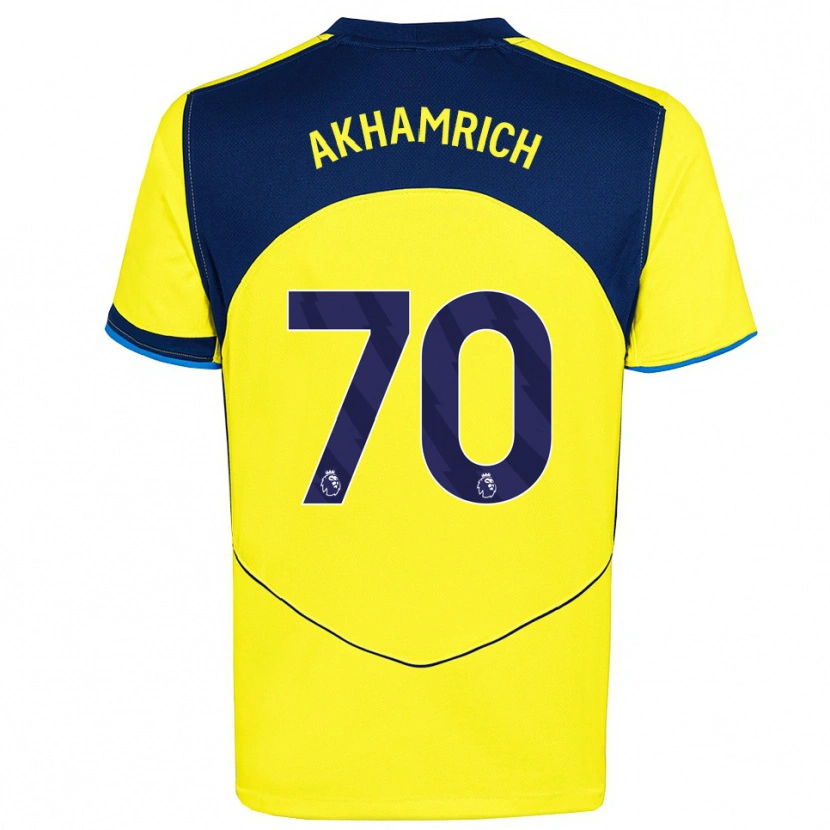 Danxen Hombre Camiseta Yusuf Akhamrich #70 Amarillo Marino Equipación Tercera 2025/26 La Camisa México