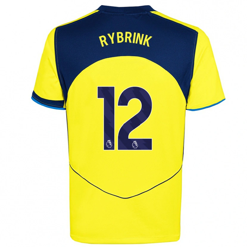 Danxen Hombre Camiseta Josefine Rybrink #12 Amarillo Marino Equipación Tercera 2025/26 La Camisa México
