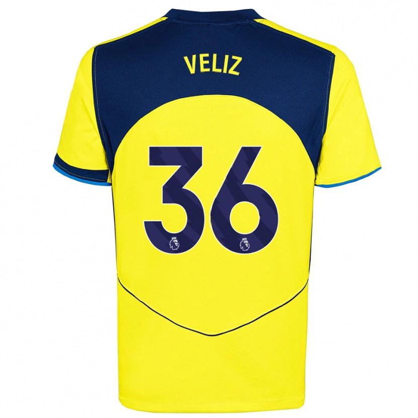 Danxen Hombre Camiseta Alejo Véliz #36 Amarillo Marino Equipación Tercera 2025/26 La Camisa México