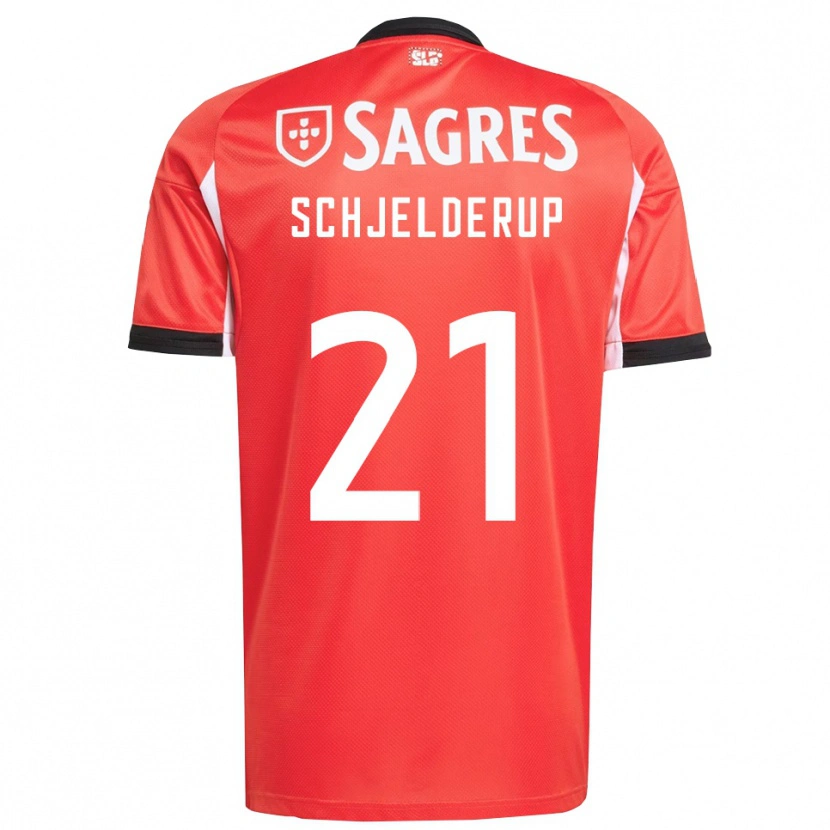 Danxen Mujer Camiseta Andreas Schjelderup #21 Rojo Blanco 1ª Equipación 2025/26 La Camisa México
