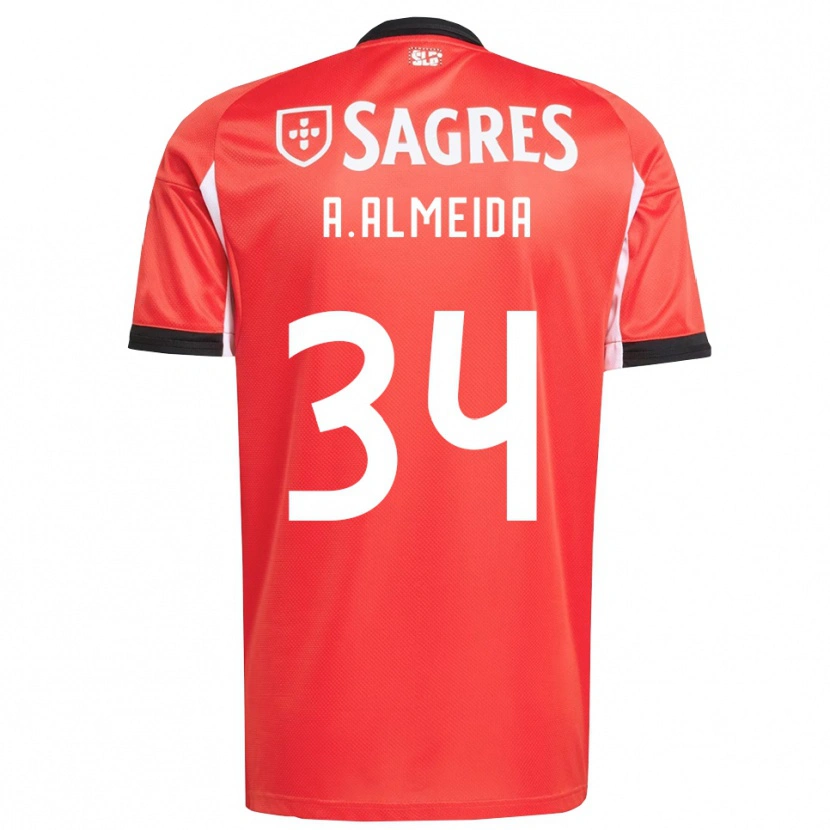 Danxen Mujer Camiseta Andre Almeida #34 Rojo Blanco 1ª Equipación 2025/26 La Camisa México