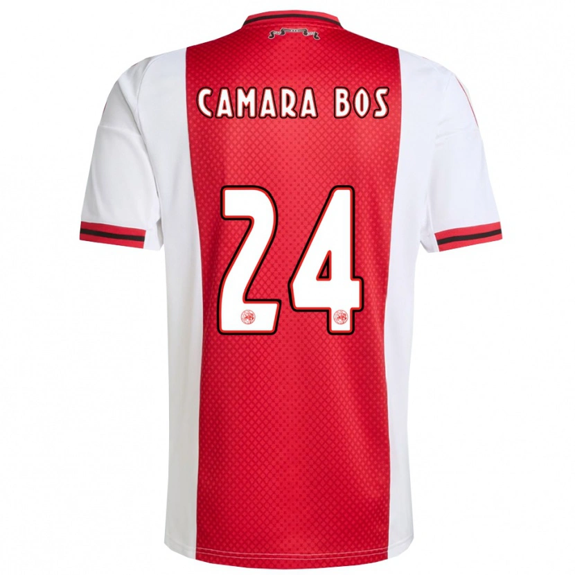 Danxen Mujer Camiseta Daniel Camara Bos #24 Rojo Blanco 1ª Equipación 2025/26 La Camisa México