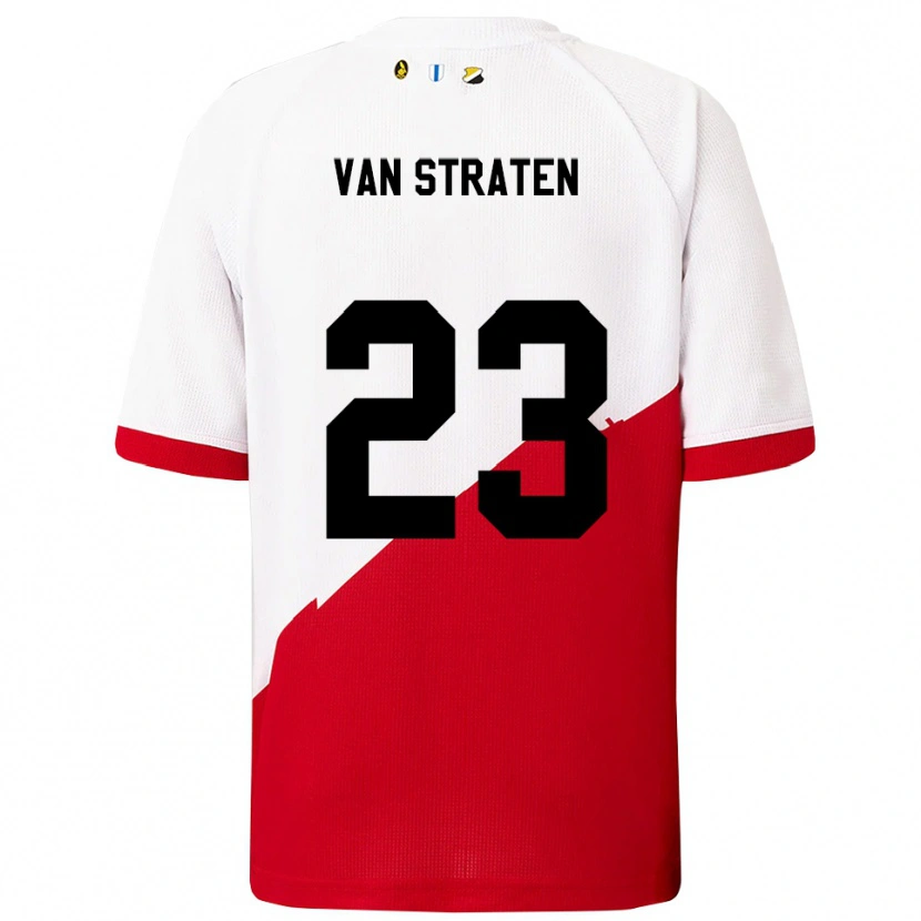 Danxen Mujer Camiseta Dieke Van Straten #23 Blanco Rojo 1ª Equipación 2025/26 La Camisa México