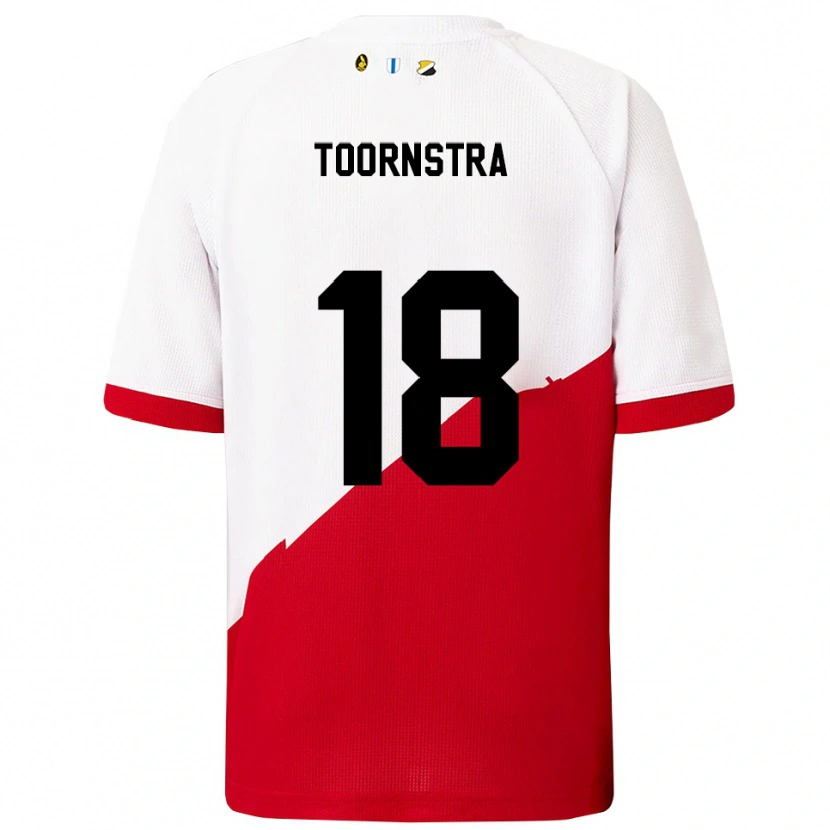 Danxen Mujer Camiseta Jens Toornstra #18 Blanco Rojo 1ª Equipación 2025/26 La Camisa México
