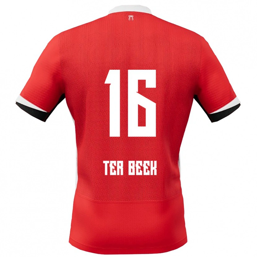Danxen Mujer Camiseta Kai Ter Beek #16 Rojo Blanco 1ª Equipación 2025/26 La Camisa México