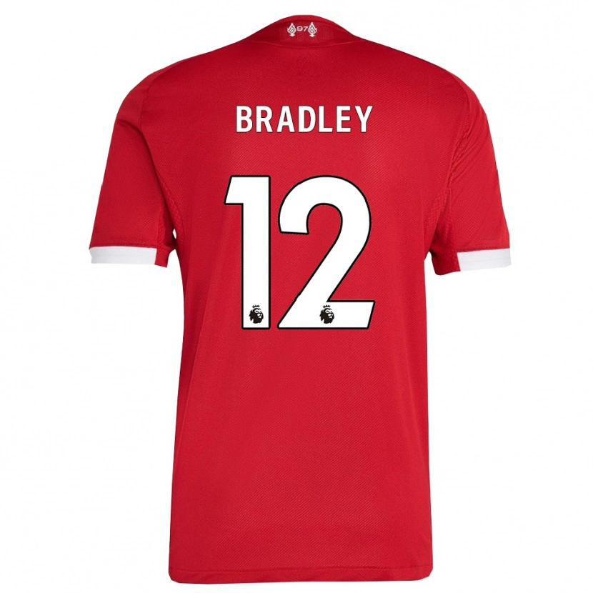 Danxen Mujer Camiseta Conor Bradley #12 Rojo Blanco 1ª Equipación 2025/26 La Camisa México