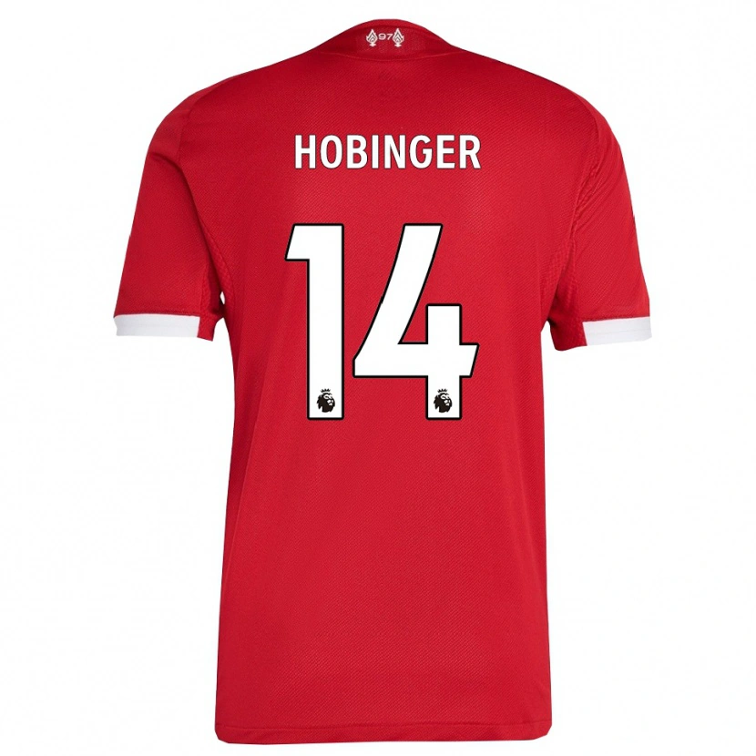 Danxen Mujer Camiseta Marie Höbinger #14 Rojo Blanco 1ª Equipación 2025/26 La Camisa México