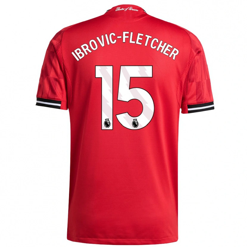 Danxen Mujer Camiseta Edward Ibrovic-Fletcher #15 Rojo Negro Blanco 1ª Equipación 2025/26 La Camisa México