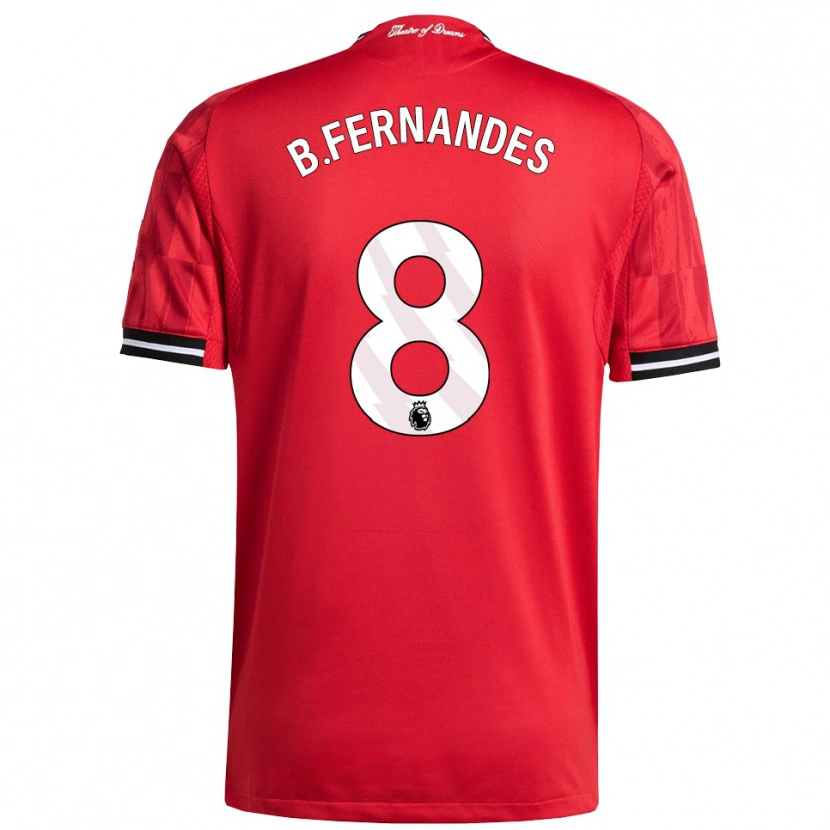 Danxen Mujer Camiseta Bruno Fernandes #8 Rojo Negro Blanco 1ª Equipación 2025/26 La Camisa México