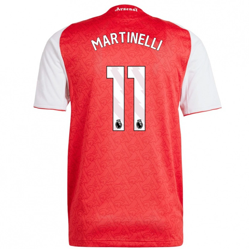 Danxen Mujer Camiseta Gabriel Martinelli #11 Rojo Blanco 1ª Equipación 2025/26 La Camisa México