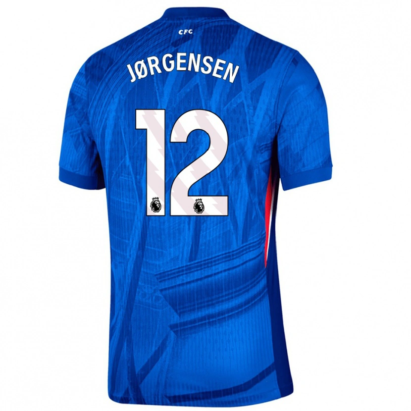 Danxen Mujer Camiseta Filip Jørgensen #12 Azul Blanco 1ª Equipación 2025/26 La Camisa México