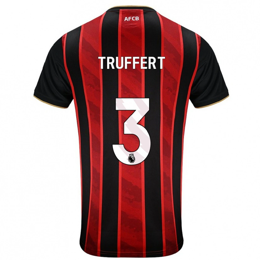 Danxen Mujer Camiseta Adrien Truffert #3 Rojo Negro 1ª Equipación 2025/26 La Camisa México