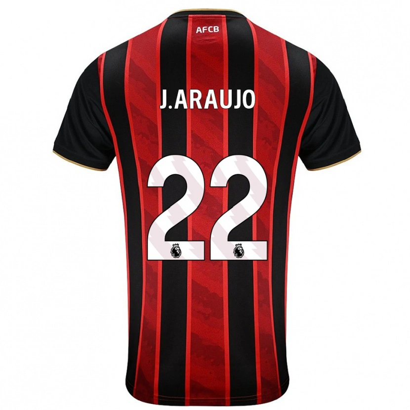 Danxen Mujer Camiseta Julián Araujo #22 Rojo Negro 1ª Equipación 2025/26 La Camisa México