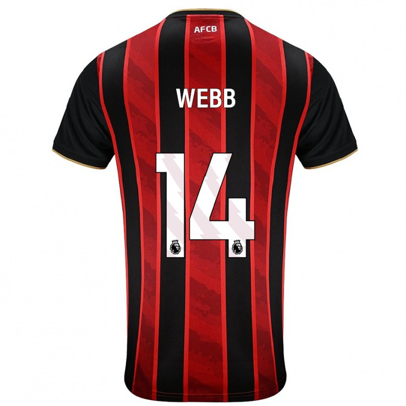 Danxen Mujer Camiseta Harry Webb #14 Rojo Negro 1ª Equipación 2025/26 La Camisa México
