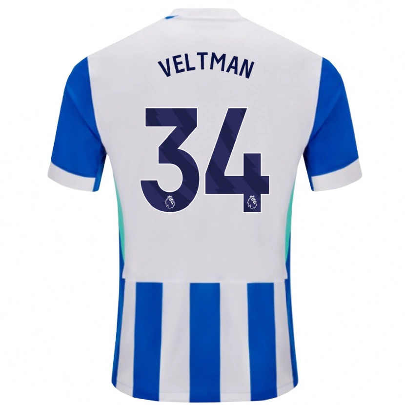 Danxen Mujer Camiseta Joël Veltman #34 Azul Blanco 1ª Equipación 2025/26 La Camisa México