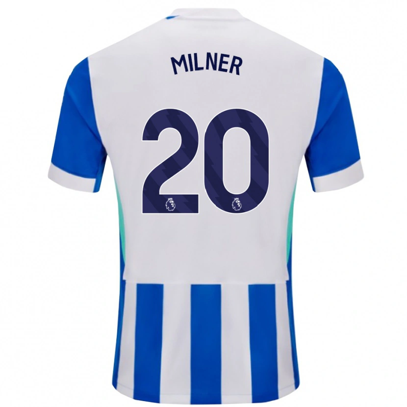 Danxen Mujer Camiseta James Milner #20 Azul Blanco 1ª Equipación 2025/26 La Camisa México