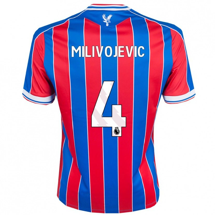 Danxen Mujer Camiseta Luka Milivojevic #4 Azul Rojo Blanco 1ª Equipación 2025/26 La Camisa México