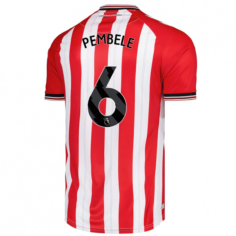 Danxen Mujer Camiseta Timothée Pembélé #6 Rojo Blanco 1ª Equipación 2025/26 La Camisa México