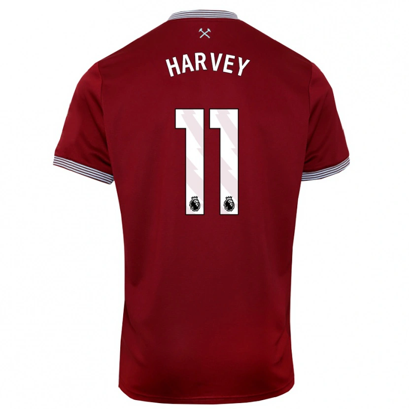 Danxen Mujer Camiseta Ros Harvey #11 Borgoña Blanco 1ª Equipación 2025/26 La Camisa México