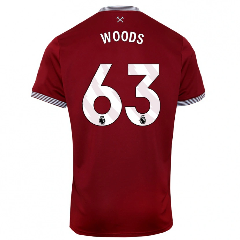 Danxen Mujer Camiseta Archie Woods #63 Borgoña Blanco 1ª Equipación 2025/26 La Camisa México