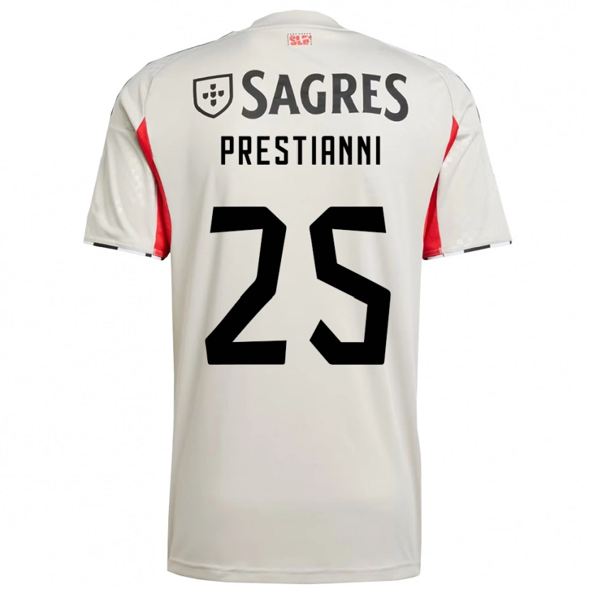Danxen Mujer Camiseta Gianluca Prestianni #25 Blanco Roto Rojo 2ª Equipación 2025/26 La Camisa México