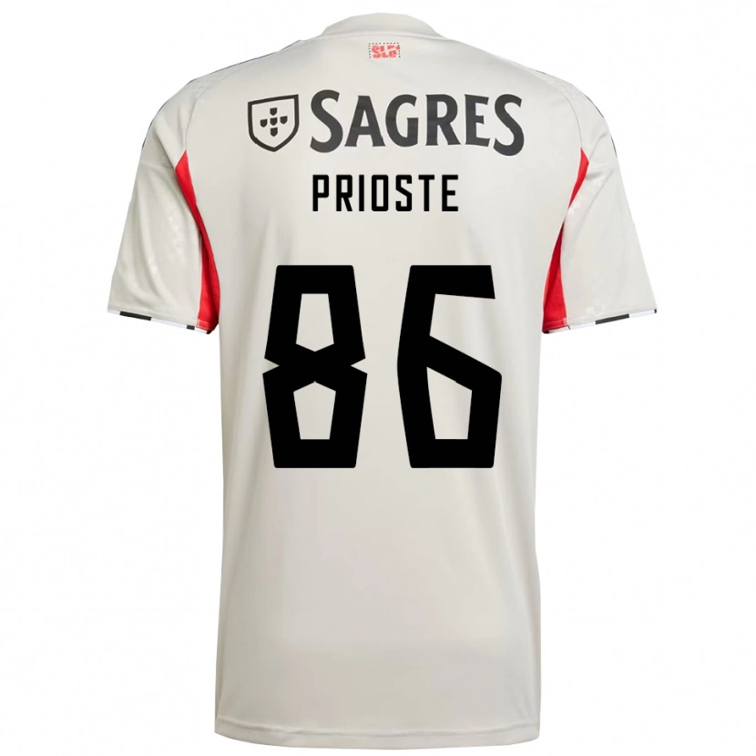 Danxen Mujer Camiseta Diogo Prioste #86 Blanco Roto Rojo 2ª Equipación 2025/26 La Camisa México