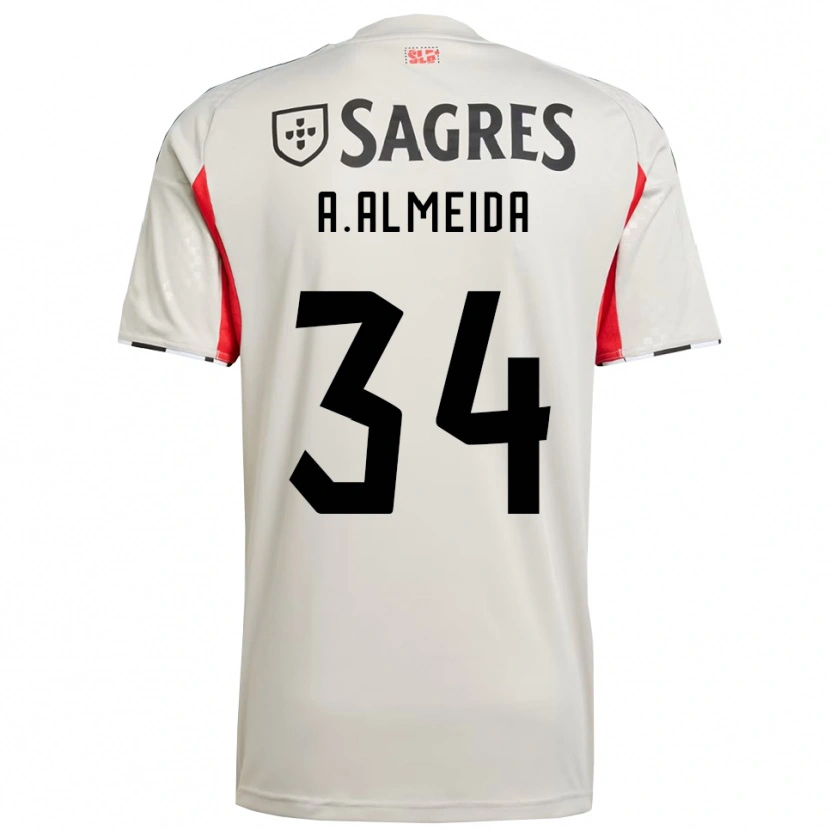 Danxen Mujer Camiseta Andre Almeida #34 Blanco Roto Rojo 2ª Equipación 2025/26 La Camisa México