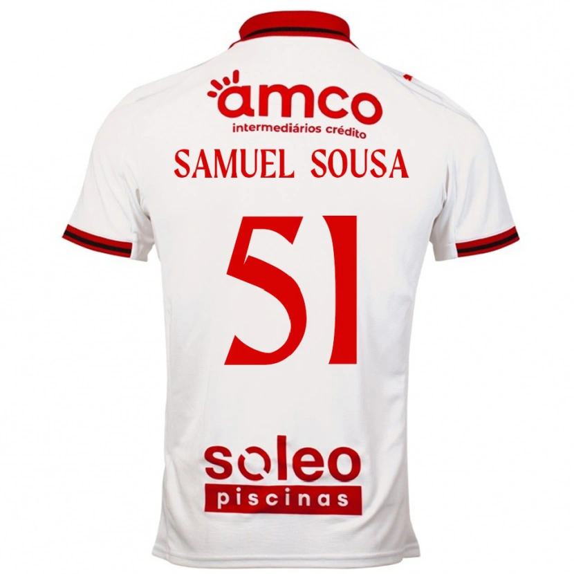 Danxen Mujer Camiseta Samu Sousa #51 Blanco Rojo 2ª Equipación 2025/26 La Camisa México