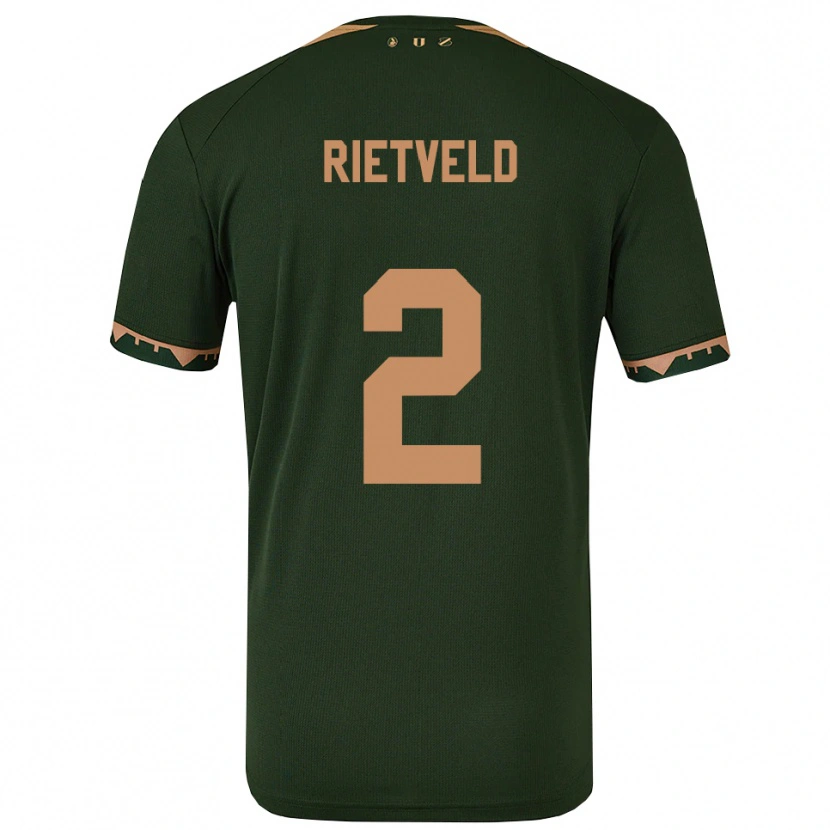 Danxen Mujer Camiseta Levi Rietveld #2 Verde Oro 2ª Equipación 2025/26 La Camisa México