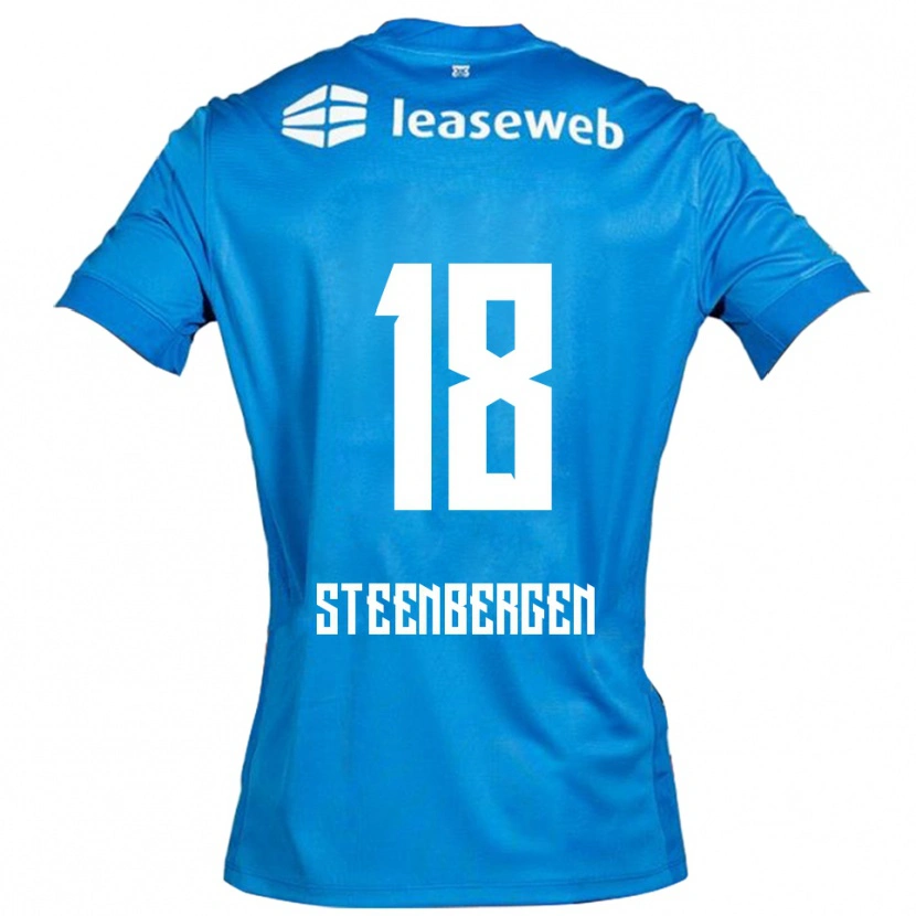 Danxen Mujer Camiseta Thom Steenbergen #18 Azul Blanco 2ª Equipación 2025/26 La Camisa México