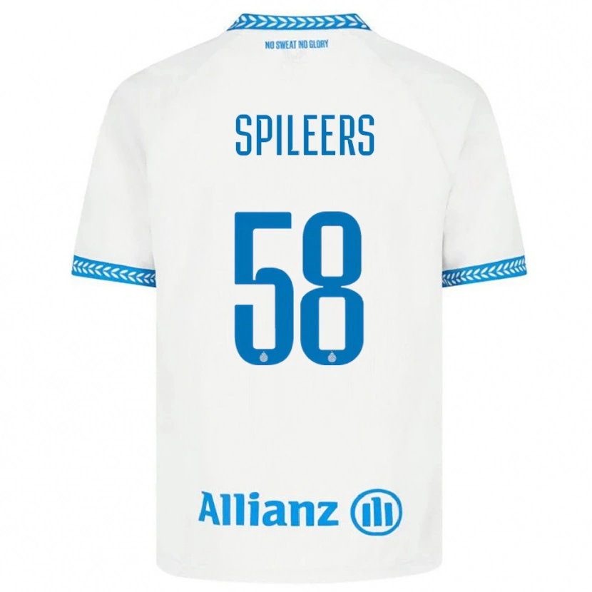 Danxen Mujer Camiseta Jorne Spileers #58 Azul Blanco 2ª Equipación 2025/26 La Camisa México