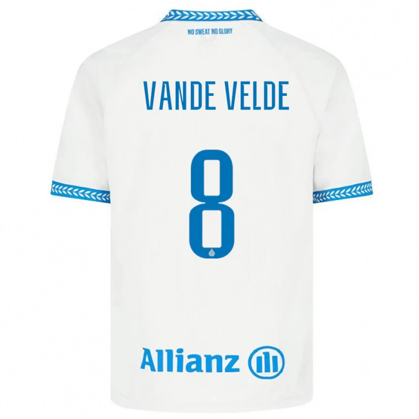 Danxen Mujer Camiseta Chloé Vande Velde #8 Azul Blanco 2ª Equipación 2025/26 La Camisa México