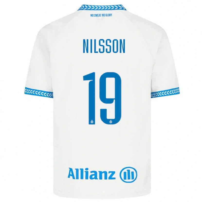 Danxen Mujer Camiseta Gustaf Nilsson #19 Azul Blanco 2ª Equipación 2025/26 La Camisa México
