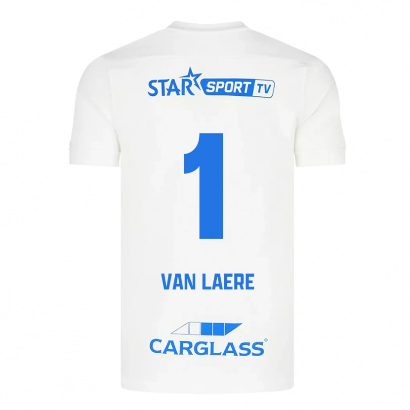 Danxen Mujer Camiseta Daan Van Laere #1 Blanco Azul 2ª Equipación 2025/26 La Camisa México