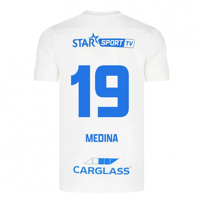 Danxen Mujer Camiseta Yaimar Medina #19 Blanco Azul 2ª Equipación 2025/26 La Camisa México