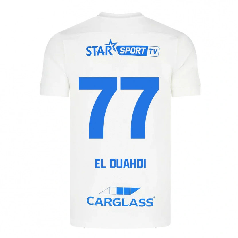 Danxen Mujer Camiseta Zakaria El Ouahdi #77 Blanco Azul 2ª Equipación 2025/26 La Camisa México