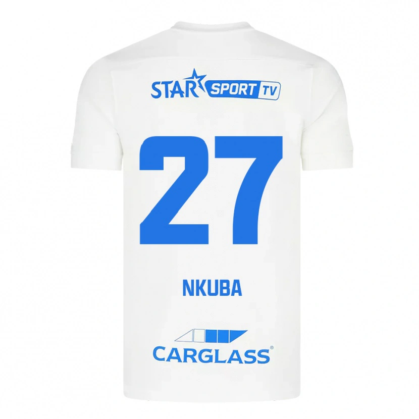Danxen Mujer Camiseta Ken Nkuba #27 Blanco Azul 2ª Equipación 2025/26 La Camisa México