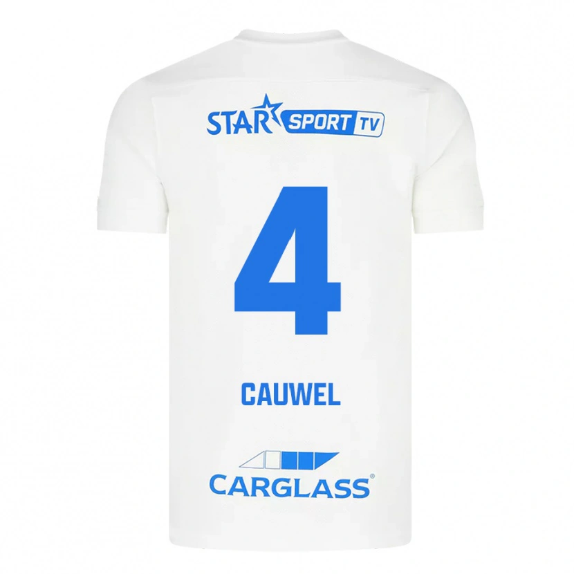 Danxen Mujer Camiseta Michiel Cauwel #4 Blanco Azul 2ª Equipación 2025/26 La Camisa México