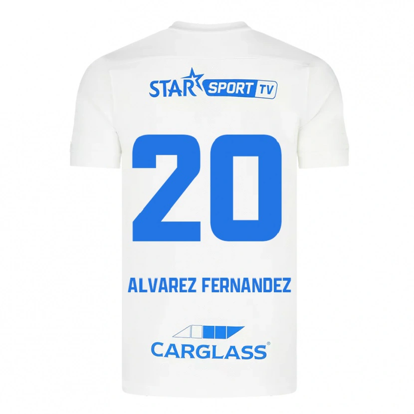 Danxen Mujer Camiseta Loïc Alvarez Fernandez #20 Blanco Azul 2ª Equipación 2025/26 La Camisa México