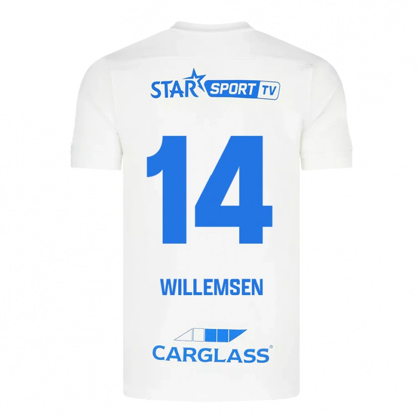Danxen Mujer Camiseta Wout Willemsen #14 Blanco Azul 2ª Equipación 2025/26 La Camisa México