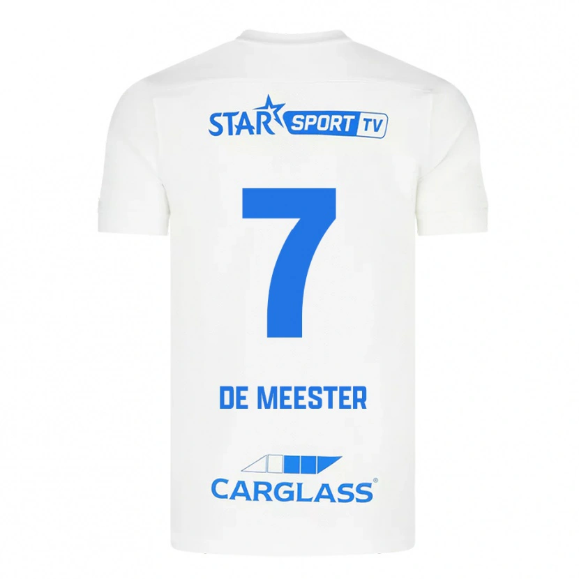 Danxen Mujer Camiseta Thirsa De Meester #7 Blanco Azul 2ª Equipación 2025/26 La Camisa México