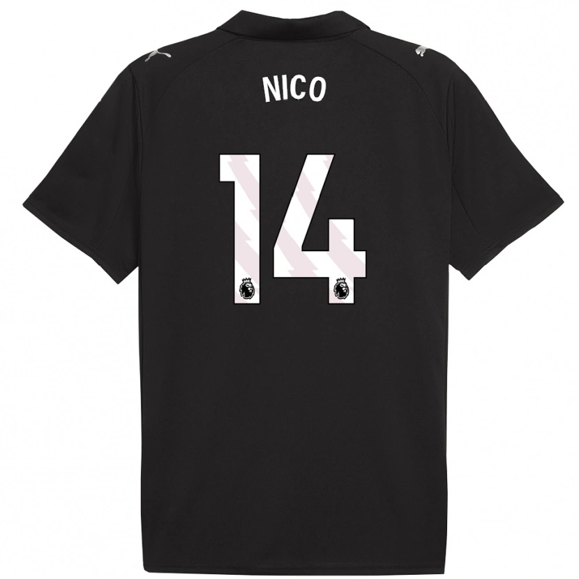 Danxen Mujer Camiseta Nico González #14 Negro Blanco 2ª Equipación 2025/26 La Camisa México