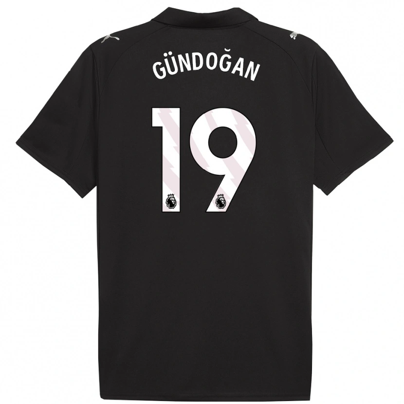 Danxen Mujer Camiseta İlkay Gündoğan #19 Negro Blanco 2ª Equipación 2025/26 La Camisa México