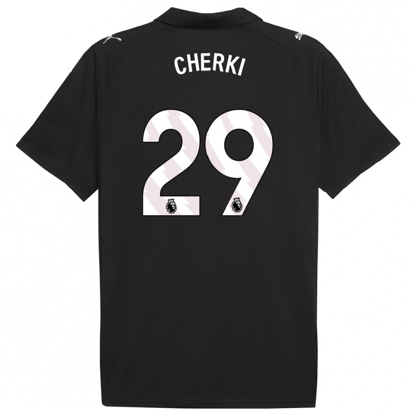 Danxen Mujer Camiseta Rayan Cherki #29 Negro Blanco 2ª Equipación 2025/26 La Camisa México