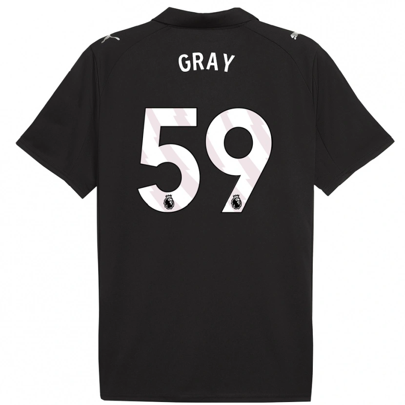 Danxen Mujer Camiseta Charlie Gray #59 Negro Blanco 2ª Equipación 2025/26 La Camisa México